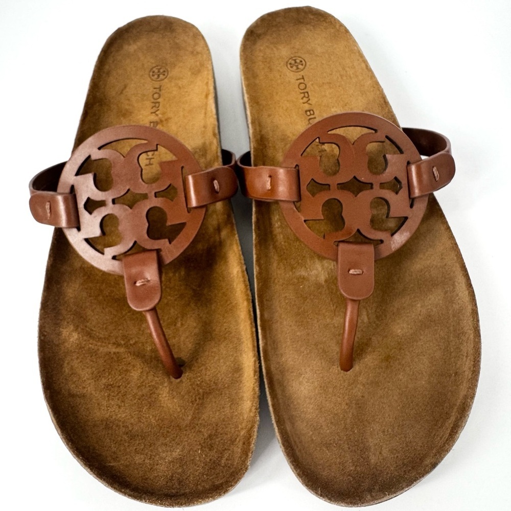 Tory Burch Miller Cloud Sandals Brown Suede - Picture 8 of 8